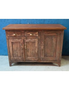 Credenza Bassa Shabby in Legno - Origine Indiana, Epoca Coloniale TR26