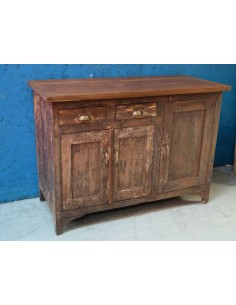 Credenza Bassa Shabby in Legno - Origine Indiana, Epoca Coloniale TR26 2