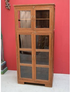 Vetrina a 4 ante in Legno Massello di Teak - Epoca Coloniale Indiana TR033