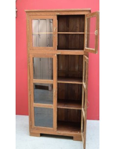 Vetrina a 4 ante in Legno Massello di Teak - Epoca Coloniale Indiana TR033 2