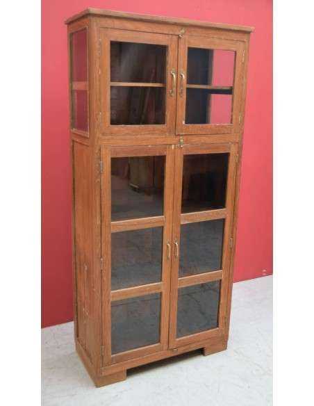 Vetrina a 4 ante in Legno Massello di Teak - Epoca Coloniale Indiana TR033