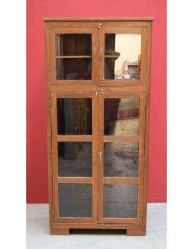 Vetrina a 4 ante in Legno Massello di Teak - Epoca Coloniale Indiana TR033