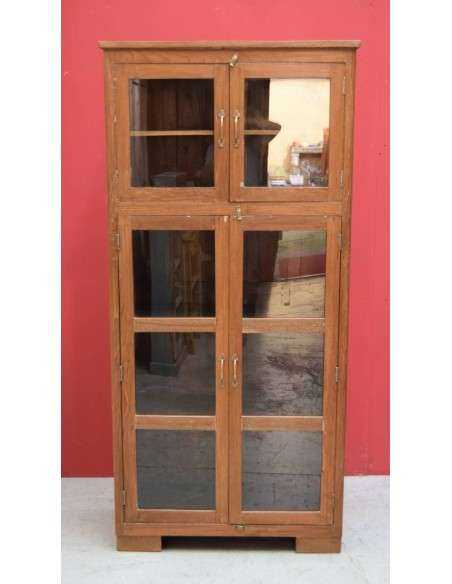 Vetrina a 4 ante in Legno Massello di Teak - Epoca Coloniale Indiana TR033
