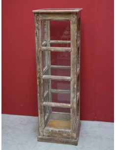 Vetrina espositore a colonna shabby legno sbiancato TR09