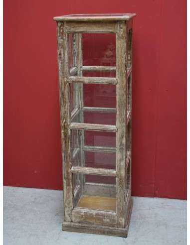Vetrina espositore a colonna shabby legno sbiancato TR09