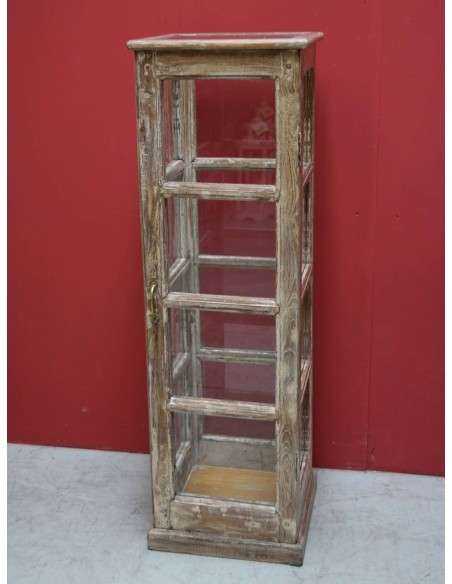 Vetrina espositore a colonna shabby legno sbiancato TR09