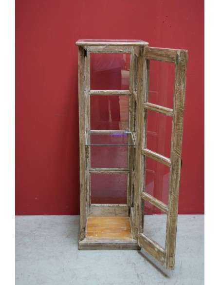 Vetrina espositore a colonna shabby legno sbiancato TR09