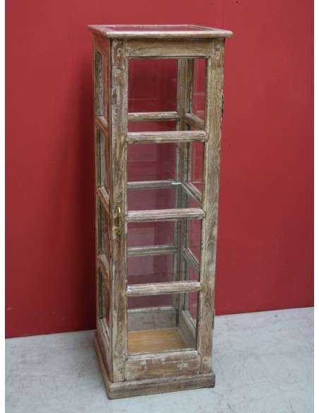 Vetrina espositore a colonna shabby legno sbiancato TR09