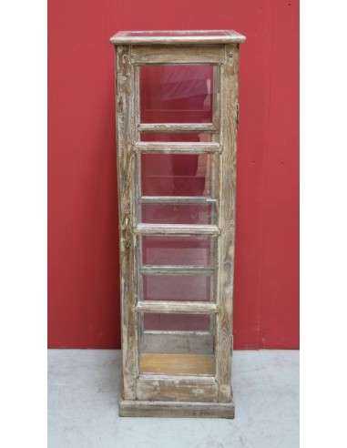 Vetrina espositore a colonna shabby legno sbiancato TR09