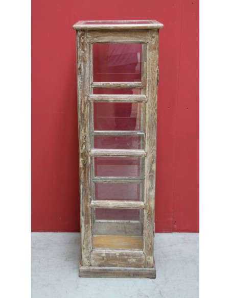 Vetrina espositore a colonna shabby legno sbiancato TR09