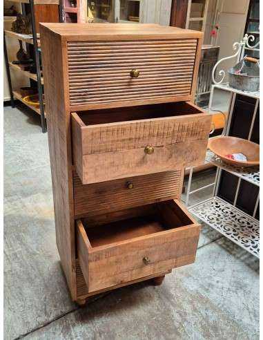 Cassettiera a colonna in legno di mango | Artigianato indiano