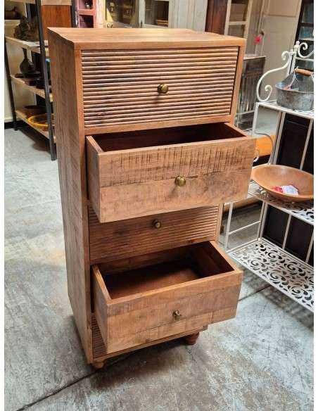 Cassettiera a colonna in legno di mango | Artigianato indiano