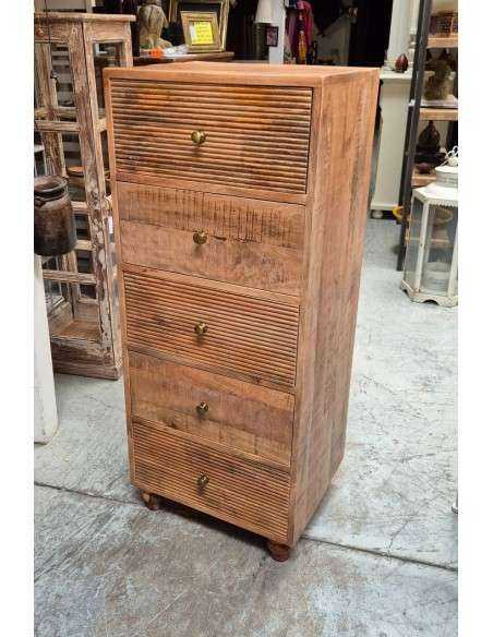 Cassettiera a colonna in legno di mango | Artigianato indiano