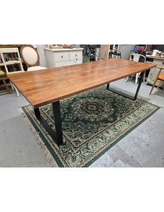 Tavolo industrial in legno massello acacia con gambe a cornice in ferro 240X100cm CX161