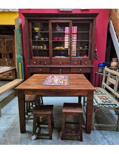 Tavolo quadrato in legno di Sheesham con Prolunghe Laterali cx229