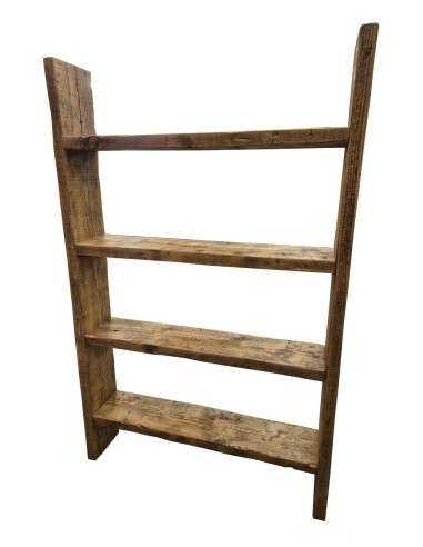 Scaffale Libreria Artigianale con 4 Ripiani in Legno Recuperato CX231