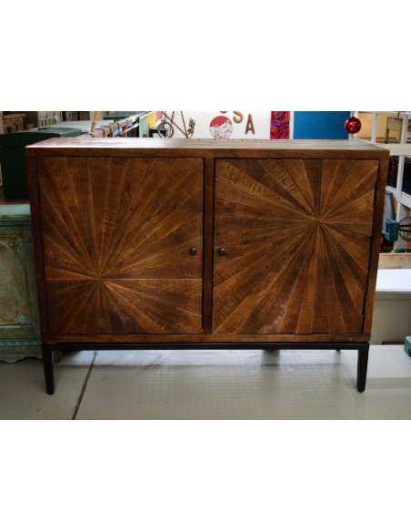 Credenza bassa in legno e ferro - Artigianale indiana, finitura naturale AGB688000898