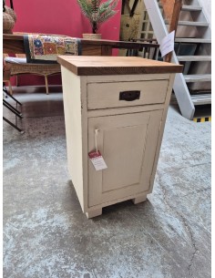 Comodino vintage in legno massello con cassetto e antina UN10121 2
