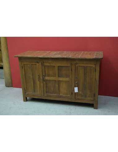 Credenza coloniale bassa in teak naturale – India XX secolo TS085