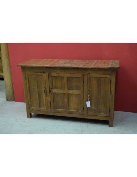Credenza coloniale bassa in teak naturale – India XX secolo TS085