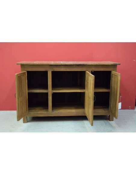 Credenza coloniale bassa in teak naturale – India XX secolo TS085