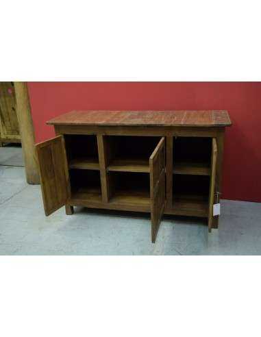 Credenza coloniale bassa in teak naturale – India XX secolo TS085