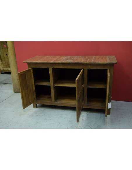 Credenza coloniale bassa in teak naturale – India XX secolo TS085