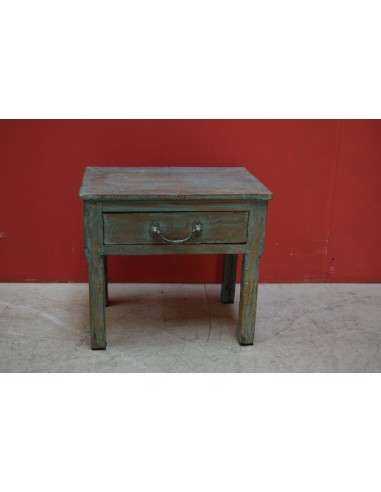 Comodino shabby coloniale verde con cassetto – 39x27x63 cm TS005