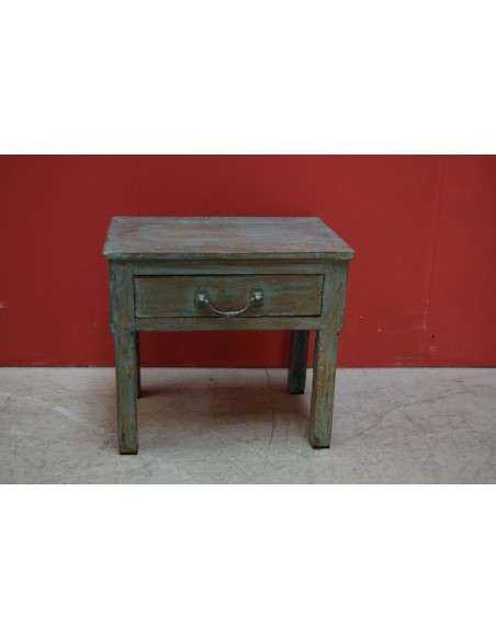 Comodino shabby coloniale verde con cassetto – 39x27x63 cm TS005