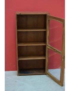 Vetrina pensile in teak con anta e 3 ripiani – coloniale India 38x15x75 cm TS124 2