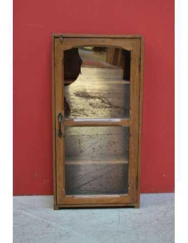 Vetrina pensile in teak con anta e 3 ripiani – coloniale India 38x15x75 cm TS124