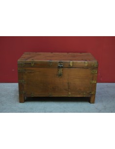 Baule coloniale in teak naturale con borchie – 61x33x36 cm TS106