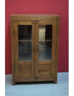 Vetrina coloniale in teak biondo con ante vetro e legno – 77x46x117 cm TS056