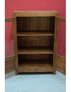 Vetrina coloniale in teak biondo con ante vetro e legno – 77x46x117 cm TS056 2