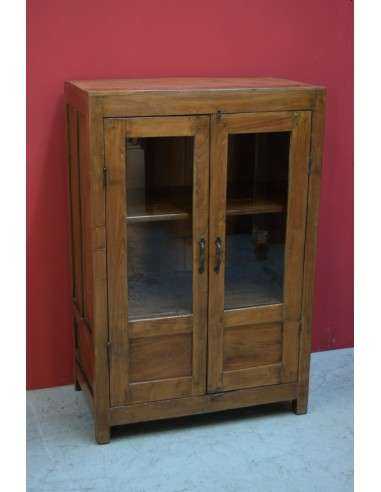 Vetrina coloniale in teak biondo con ante vetro e legno – 77x46x117 cm TS056