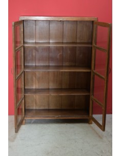 Vetrina coloniale in teak naturale con ante vetro – 92x29x136 cm TS101 2