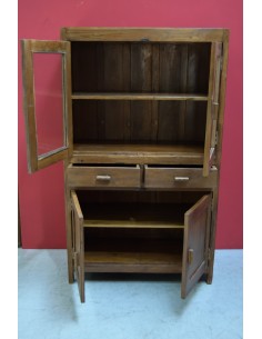 Credenza coloniale inglese in teak con vetri e cassetti – 94x45x159 cm TS091 2