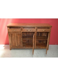 Credenza bassa coloniale in teak – 3 ante e 3 cassetti, India XX secolo cm TS050 2