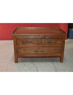 Tavolino basso in teak naturale con tre cassetti – uso scrivania da terra o comodino TS069