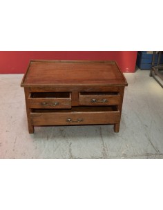 Tavolino basso in teak naturale con tre cassetti – uso scrivania da terra o comodino TS069 2