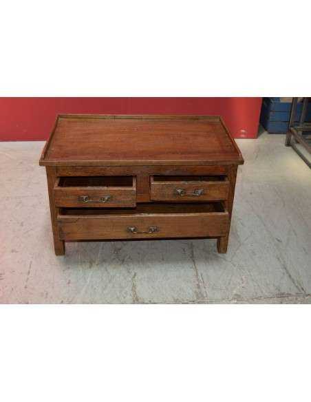 Tavolino basso in teak naturale con tre cassetti – uso scrivania da terra o comodino TS069