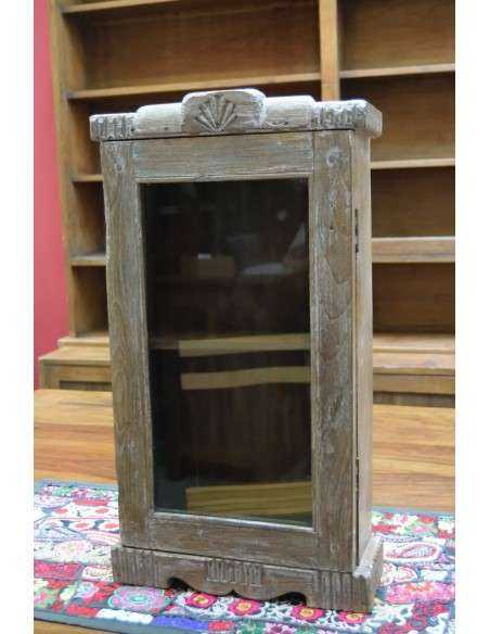 Vetrinetta etnica pensile in legno sbiancato TS122