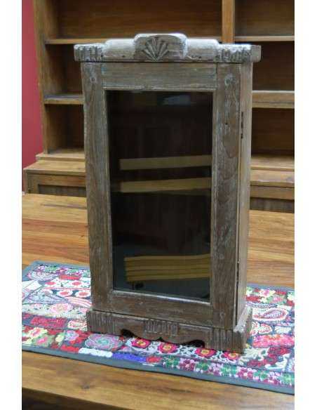 Vetrinetta etnica pensile in legno sbiancato TS122