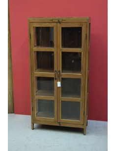 Vetrina coloniale in teak naturale due ante TS014