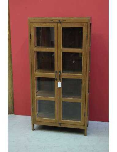 Vetrina coloniale in teak naturale due ante TS014