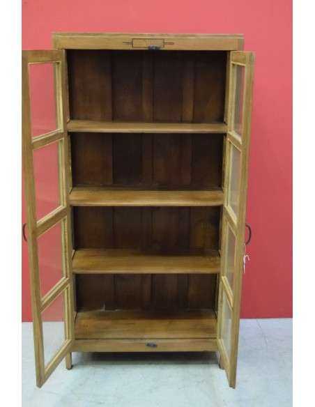 Vetrina coloniale in teak naturale due ante TS014