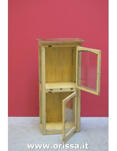 Vetrina pensile in legno stile shabby colore panna TG033 2