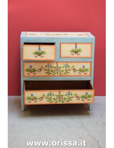 cassettiera in legno massello bicolor con decorazioni TG061 2