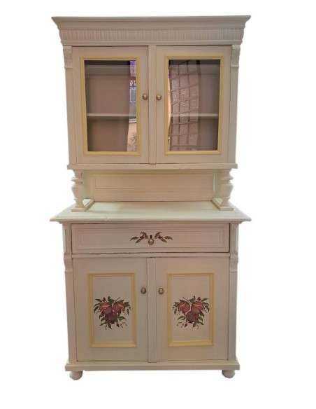 Credenza Vintage Anni '40 - Legno Massello con Decorazioni Melograno UN7892
