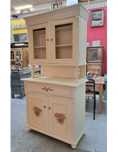 Credenza Vintage Anni '40 - Legno Massello con Decorazioni Melograno UN7892 2
